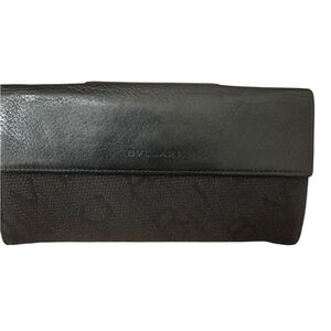 Bvlgari Black Canvas and Leather Long Wallet